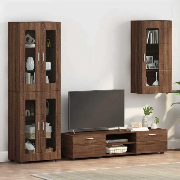 ARDEBO.de - Wandmontierter Schrank mit Regal Braune Eiche 55 x 29 x 100 cm