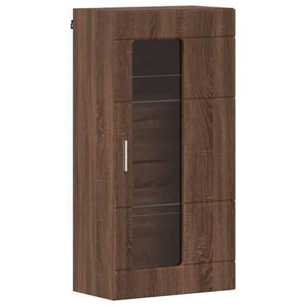 Wandmontierter Schrank mit Regal Braune Eiche 55 x 29 x 100 cm