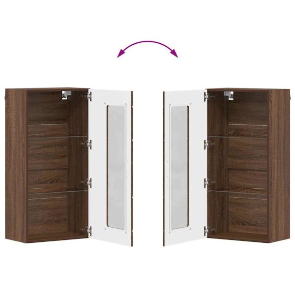 Wandmontierter Schrank mit Regal Braune Eiche 55 x 29 x 100 cm