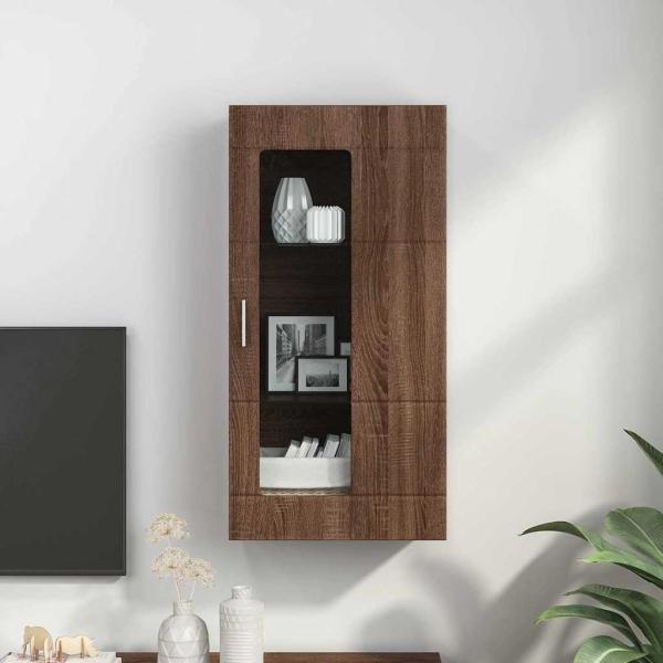 Wandmontierter Schrank mit Regal Braune Eiche 55 x 29 x 100 cm