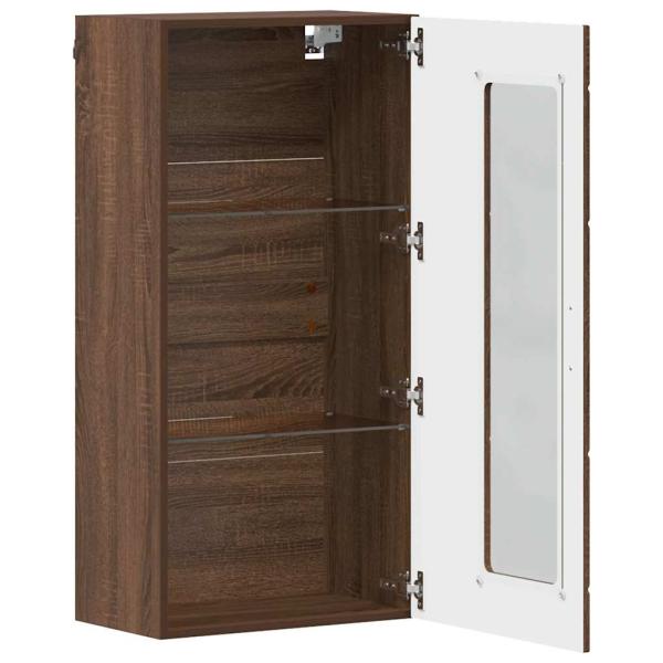 Wandmontierter Schrank mit Regal Braune Eiche 55 x 29 x 100 cm