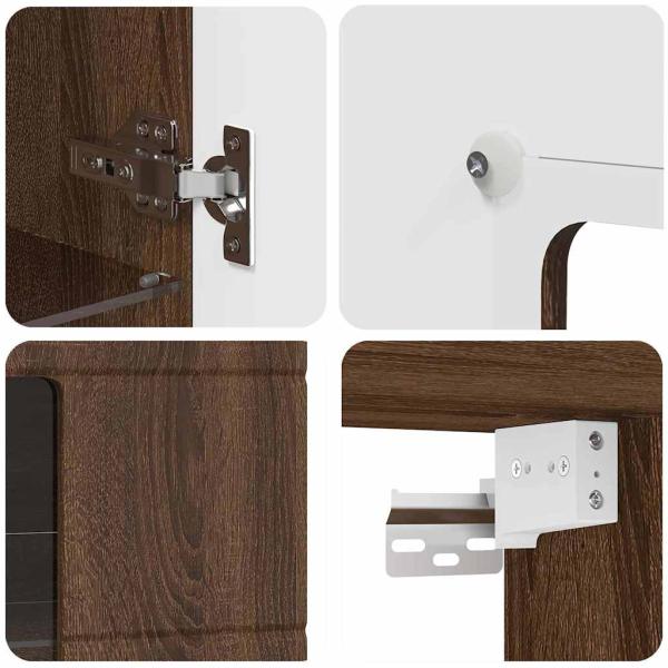 Wandmontierter Schrank mit Regal Braune Eiche 55 x 29 x 100 cm