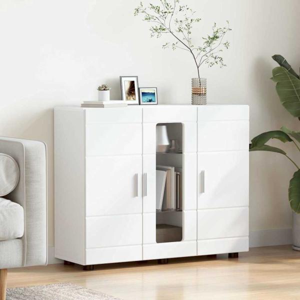 ARDEBO.de - Sideboard mit Regal Weiß 55.5 x 29 x 100 cm Holzwerkstoff