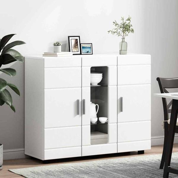 Sideboard mit Regal Weiß 55.5 x 29 x 100 cm Holzwerkstoff