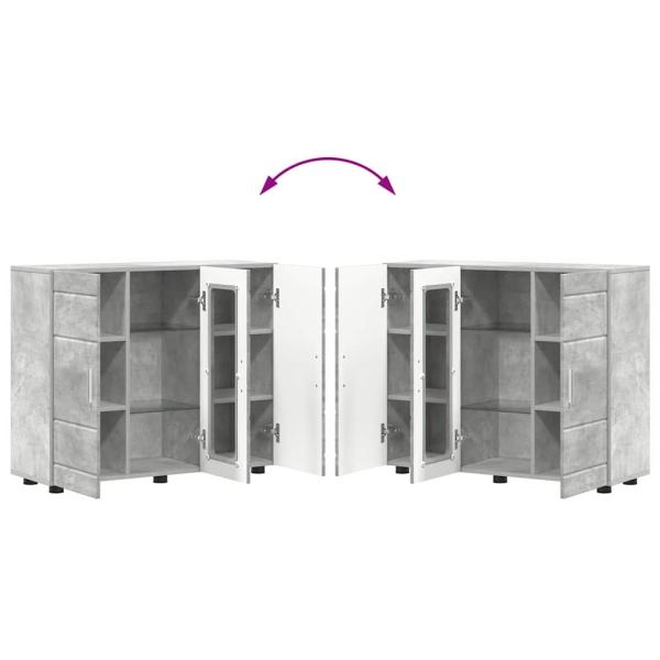 Sideboard mit Regal Betongrau 55.5 x 29 x 100 cm Holzwerkstoff