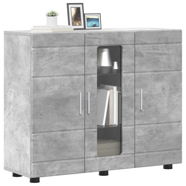 Sideboard mit Regal Betongrau 55.5 x 29 x 100 cm Holzwerkstoff
