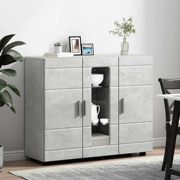 Sideboard mit Regal Betongrau 55.5 x 29 x 100 cm Holzwerkstoff