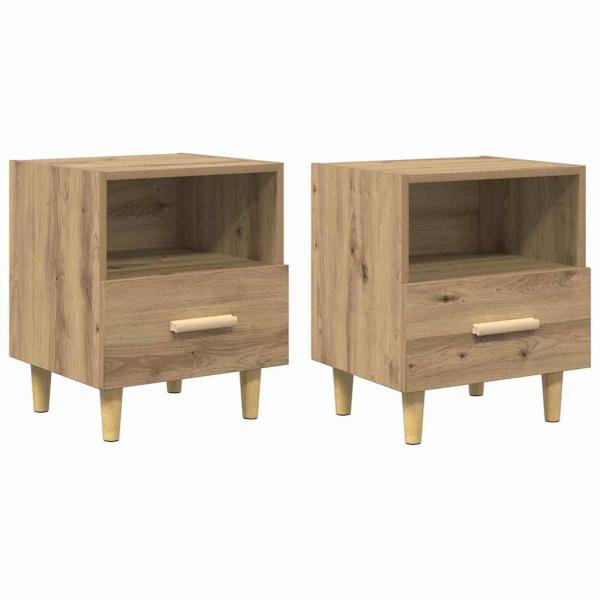Nachttisch 2 pcs Eiche handwerklich 40 x 35 x 47,5 cm