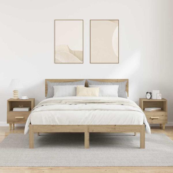 Nachttisch 2 pcs Eiche handwerklich 40 x 35 x 47,5 cm