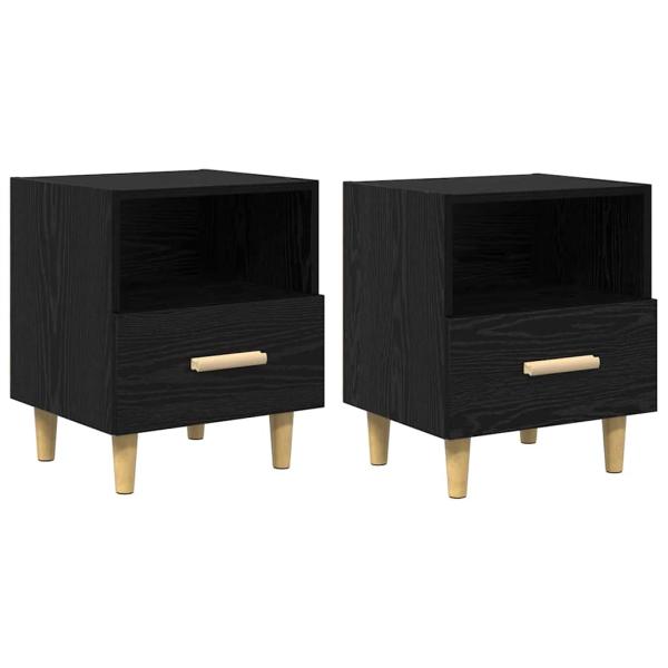 Nachttisch 2 pcs Schwarze Eiche 40 x 35 x 47,5 cm Holzwerkstoff