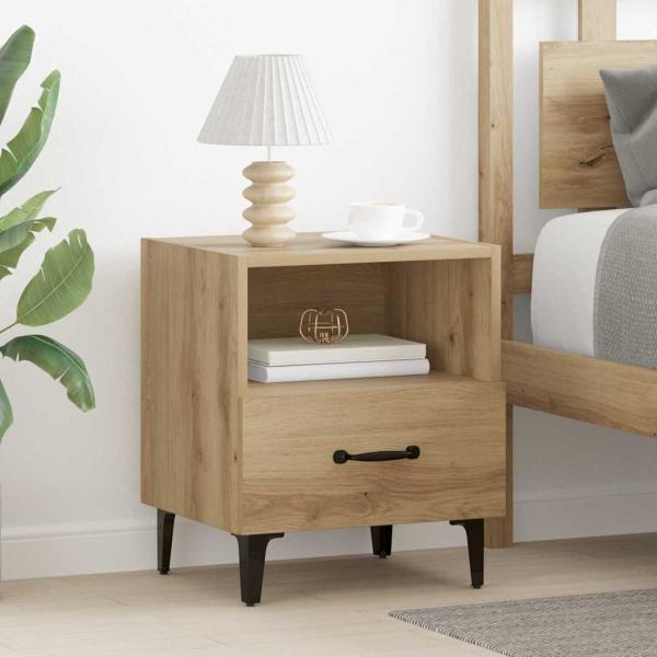 ARDEBO.de - Nachttisch 2 pcs Eiche handwerklich 40 x 35 x 47,5 cm