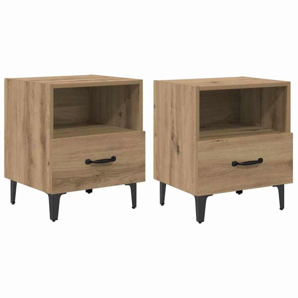 Nachttisch 2 pcs Eiche handwerklich 40 x 35 x 47,5 cm
