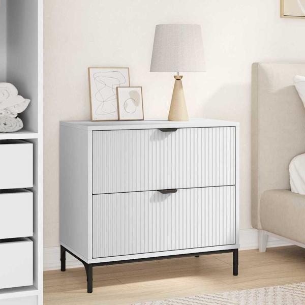 ARDEBO.de - Nachttisch mit Schubladen Weiß 63,5 x 36 x 61 cm Holzwerkstoff