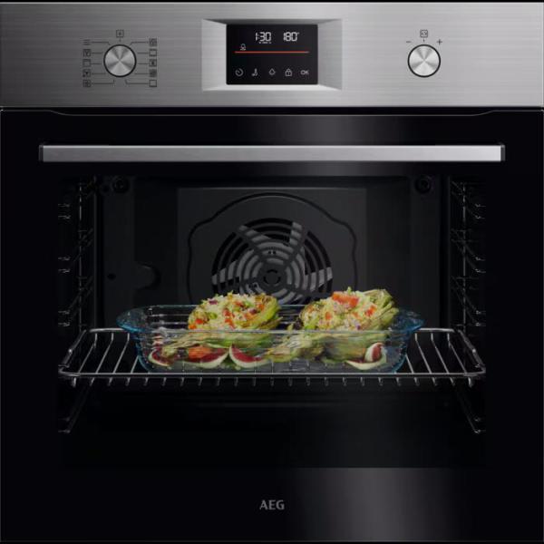 ARDEBO.de AEG OU5PB40ZSM A++ Einbaubackofen, 59,4 cm breit, 72 L, Pyrolyse, 45 Automatikprogramme, Kindersicherung, 9 Beheizungsarten, Edelstahl mit Antifingerprint