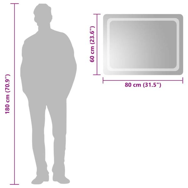 LED-Badspiegel 80x60 cm