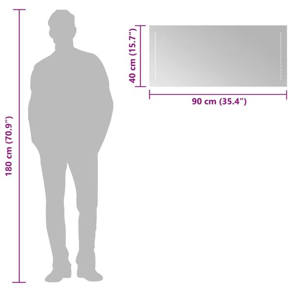 LED-Badspiegel 90x40 cm