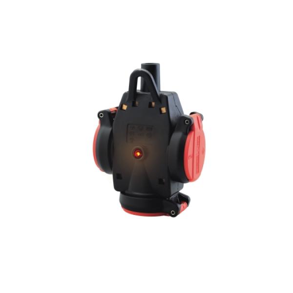 ARDEBO.de - Kupplung VG 3-Fach,IP44,sw/rt 250V, mit selbstschl. Klappd.