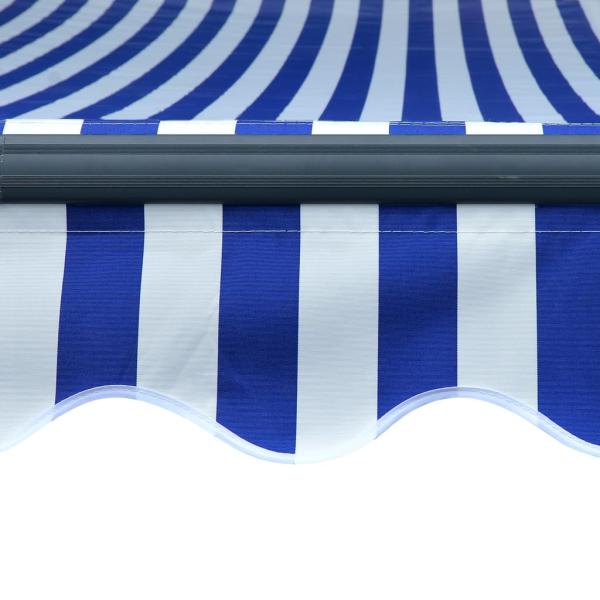 Einziehbare Markise mit Windsensor & LED 500x300cm Blau Weiß