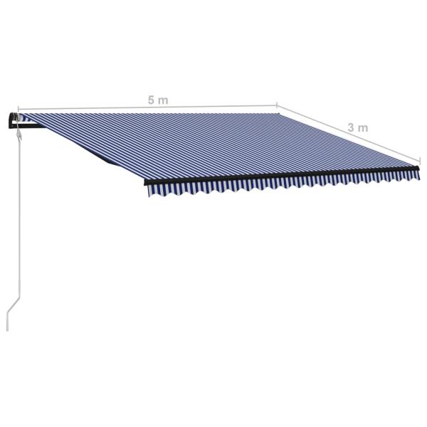 Einziehbare Markise mit Windsensor & LED 500x300cm Blau Weiß