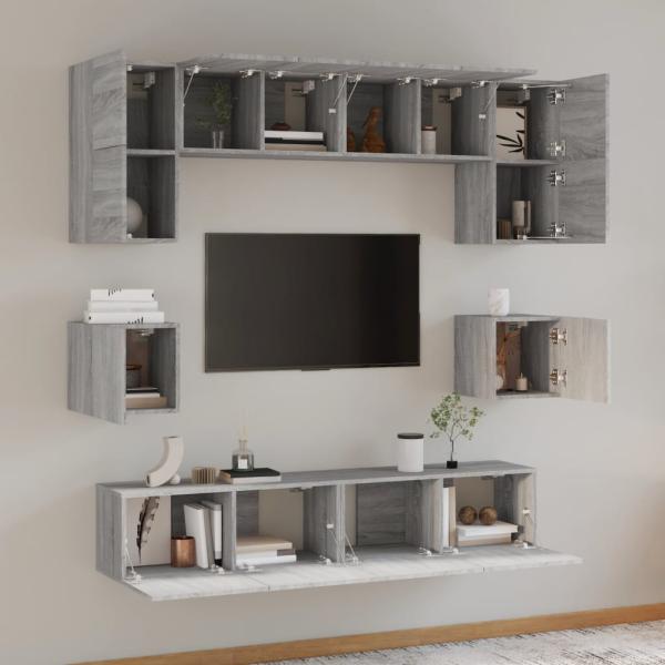 8-tlg. TV-Schrank-Set Grau Sonoma Holzwerkstoff