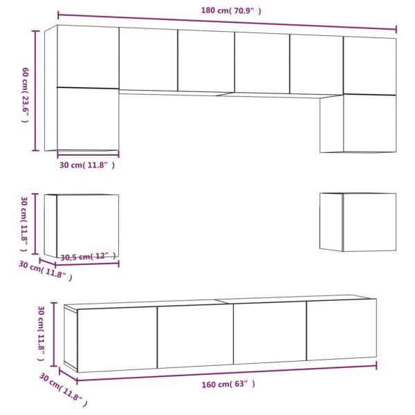 8-tlg. TV-Schrank-Set Grau Sonoma Holzwerkstoff