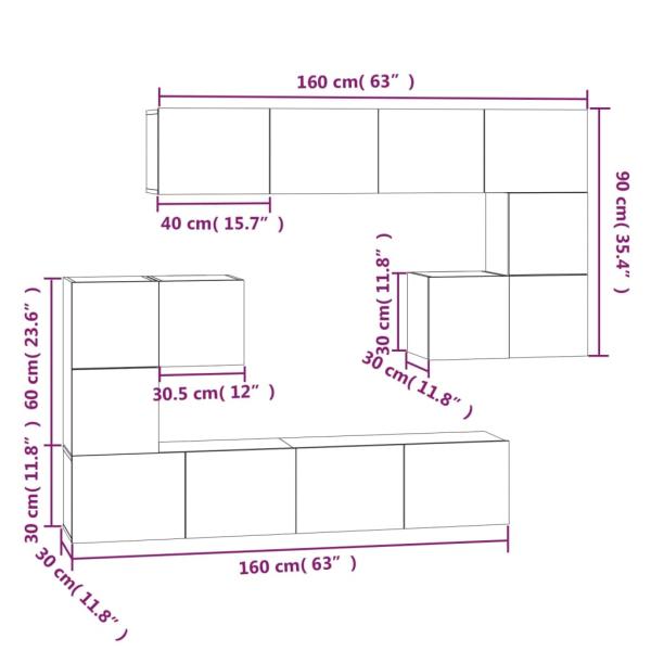 TV-Wandschrank Grau Sonoma Holzwerkstoff