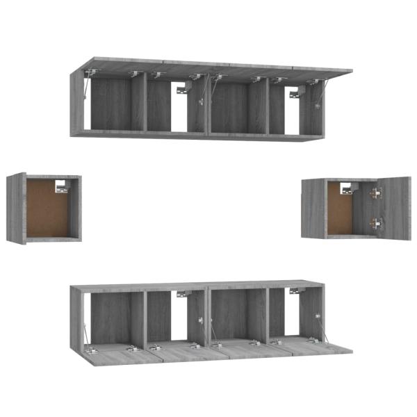 6-tlg. TV-Schrank-Set Grau Sonoma Holzwerkstoff
