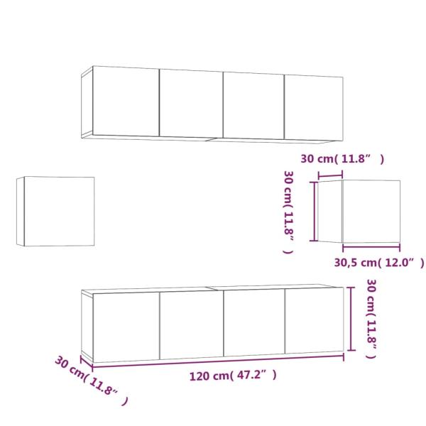 6-tlg. TV-Schrank-Set Grau Sonoma Holzwerkstoff
