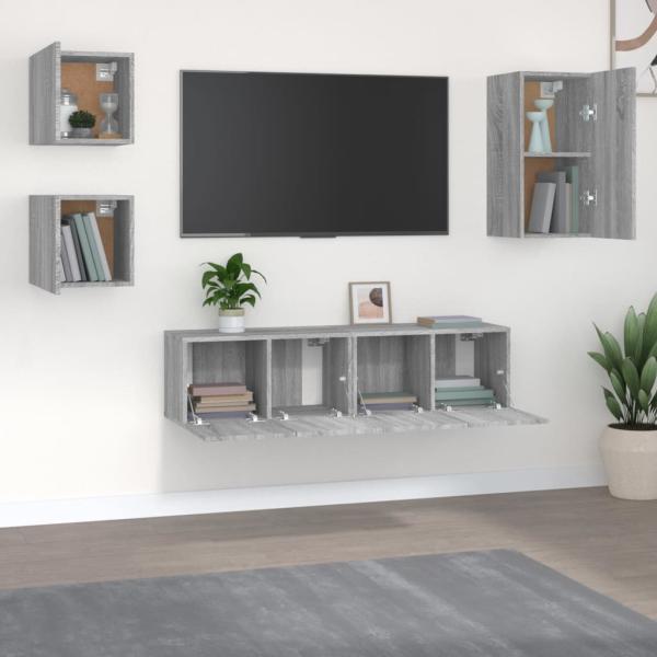 5-tlg. TV-Schrank-Set Grau Sonoma Holzwerkstoff