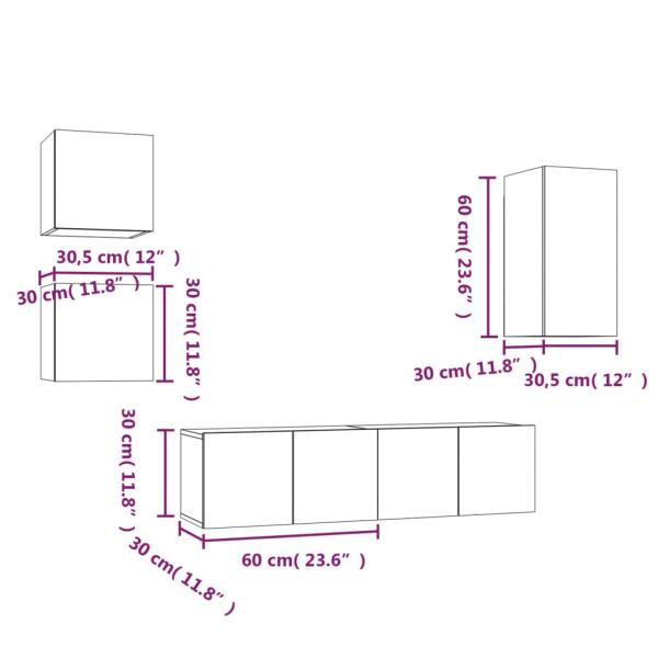 5-tlg. TV-Schrank-Set Grau Sonoma Holzwerkstoff