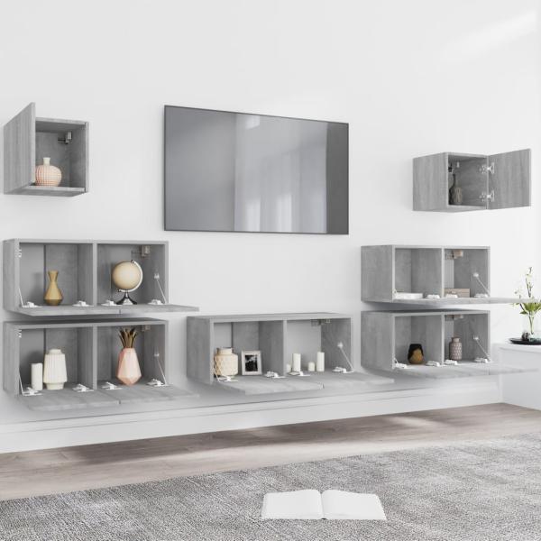 7-tlg. TV-Schrank-Set Grau Sonoma Holzwerkstoff