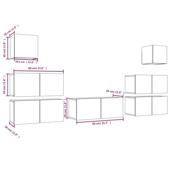7-tlg. TV-Schrank-Set Grau Sonoma Holzwerkstoff