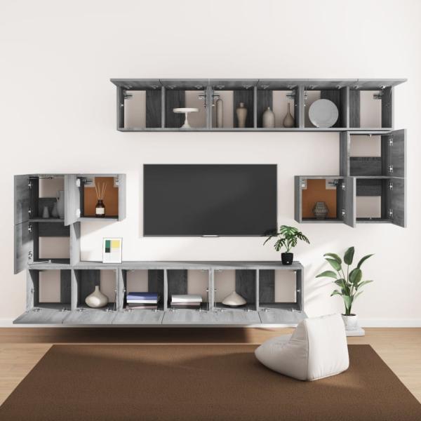 10-tlg. TV-Schrank-Set Grau Sonoma Holzwerkstoff