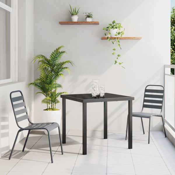 ARDEBO.de - Garten Essgruppe 3 pcs Dunkelgrau Stahl