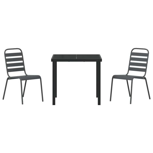 Garten Essgruppe 3 pcs Dunkelgrau Stahl