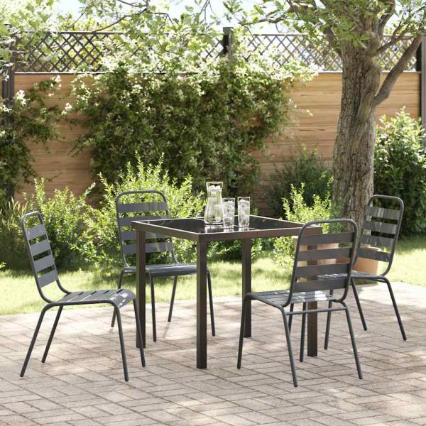 ARDEBO.de - Garten Essgruppe 5 pcs Dunkelgrau Stahl
