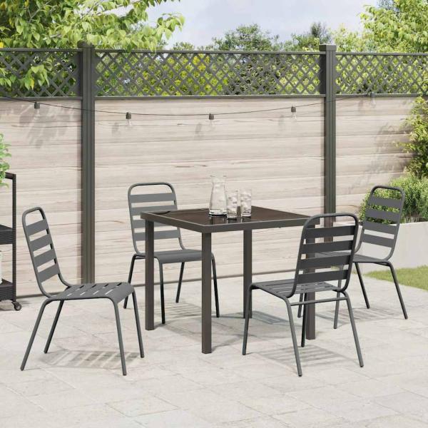 Garten Essgruppe 5 pcs Dunkelgrau Stahl