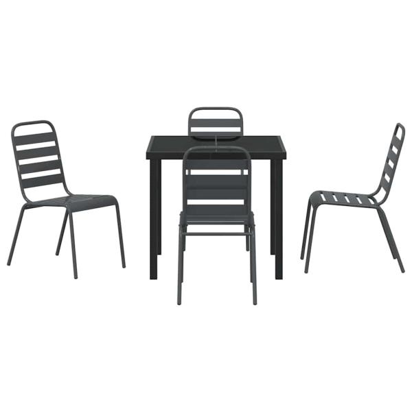 Garten Essgruppe 5 pcs Dunkelgrau Stahl