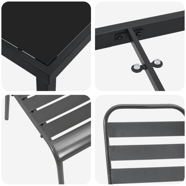Garten Essgruppe 5 pcs Dunkelgrau Stahl