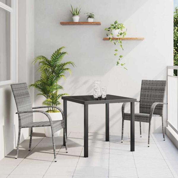 ARDEBO.de - Garten Essgruppe 3 pcs Grau Poly Rattan