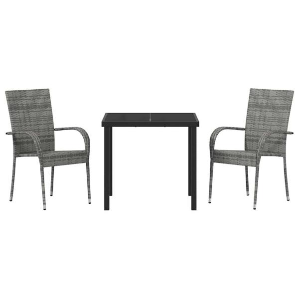 Garten Essgruppe 3 pcs Grau Pulverbeschichteter Stahl