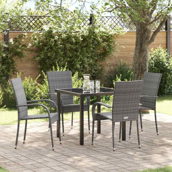 ARDEBO.de - Garten Essgruppe 5 pcs Grau Poly Rattan
