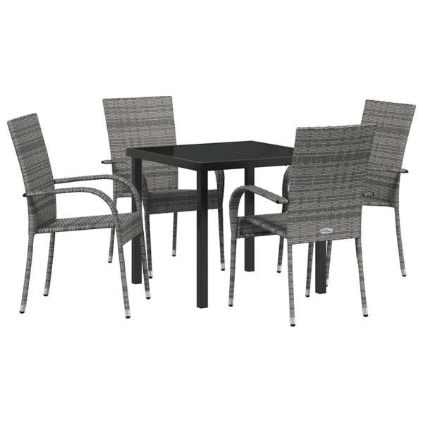 Garten Essgruppe 5 pcs Grau Poly Rattan