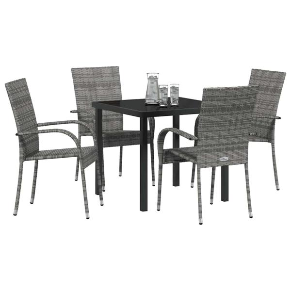 Garten Essgruppe 5 pcs Grau Poly Rattan