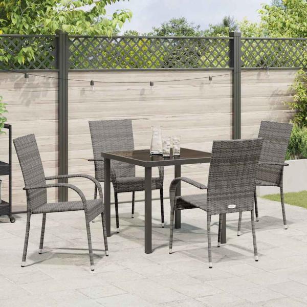 Garten Essgruppe 5 pcs Grau Poly Rattan