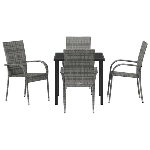 Garten Essgruppe 5 pcs Grau Poly Rattan