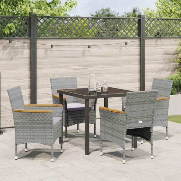Garten Essgruppe mit Kissen 5 pcs Grau Poly Rattan