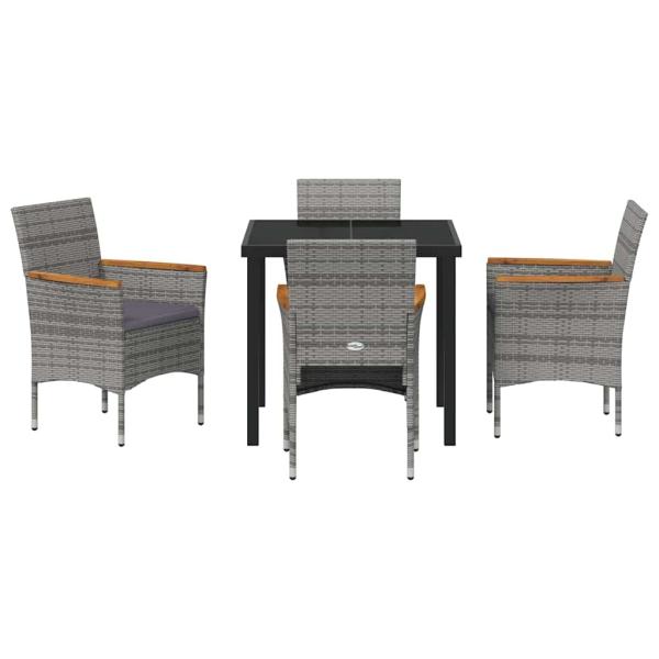 Garten Essgruppe mit Kissen 5 pcs Grau Poly Rattan