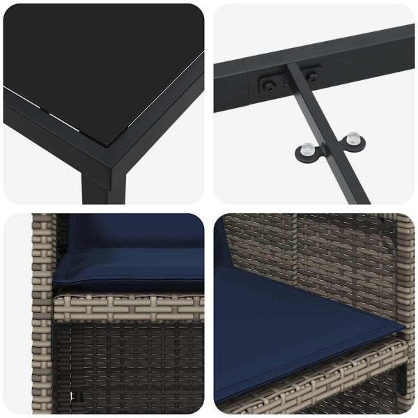 Garten Essgruppe mit Kissen 5 pcs Grau Poly Rattan