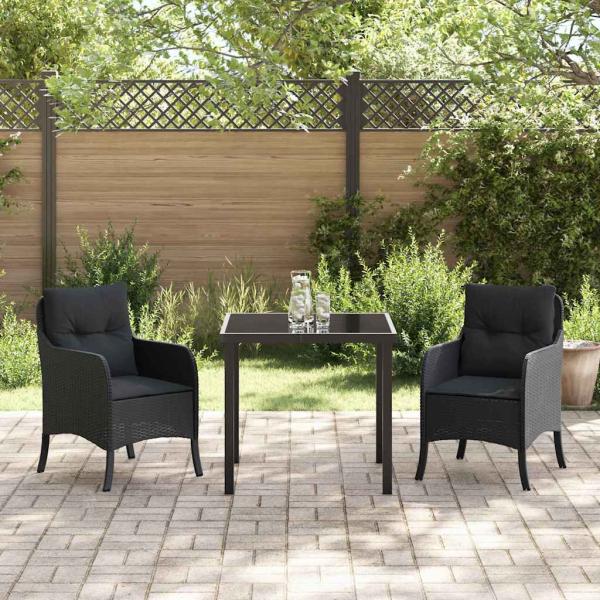 Garten Essgruppe mit Kissen 3 pcs Schwarz Poly Rattan